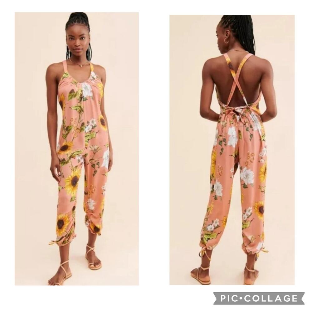 AGUA BENDITA Sunshower Sunflower Jumpsuit Size Small